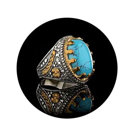 خاتم فضة بحجر العقيق الازرق الياقوتي