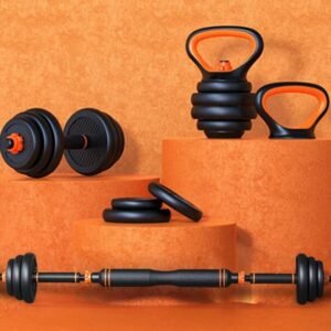 طقم دامبلز مع بار و كاتيل بيل