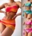 مايوه سباحه 3pcs tie die split swimsuit set 