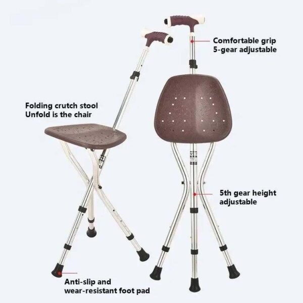 عكاز مع كرسي قابل للطي Medical chair with walking cane