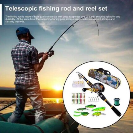 صنارة صيد Telescopic Fishing Reel and Rod Set