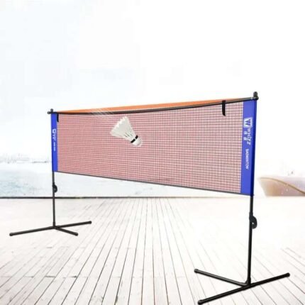 Badminton net with adjustable stand