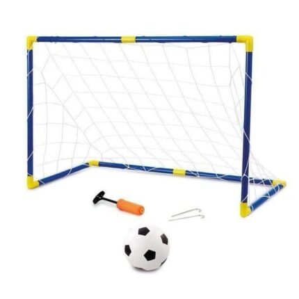 Portable mini soccer goal with ball