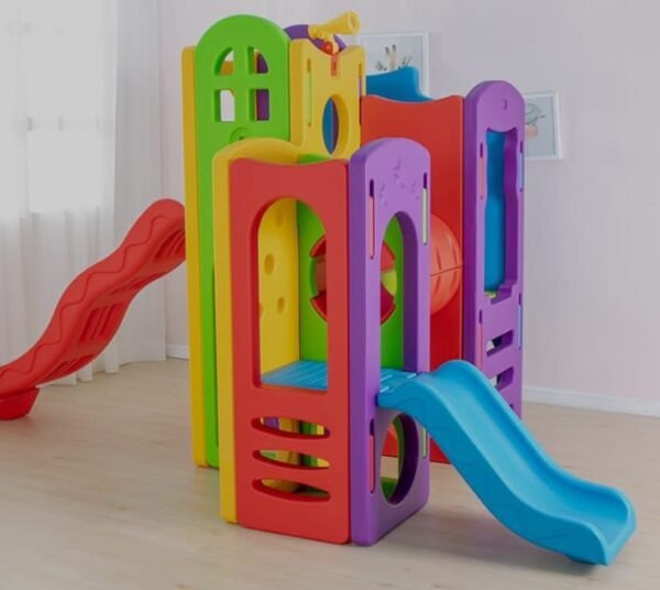 A colorful maze complete with slides, climbing and secret spaces.