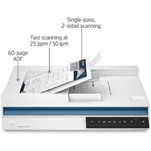 ماسح ضوئي HP SCANJET PRO 2600 F1، سريع المسح على الوجهين بسرعة تصل إلى 25 صفحة في الدقيقة، مع وحدة تغذية تلقائية للمستندات.