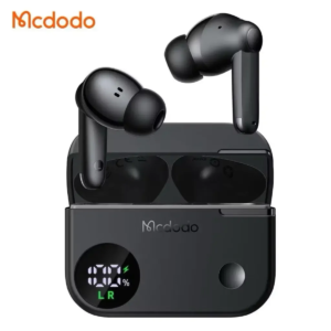 Mcdodo N3 HP-450 Active Noise Cancelling Wireless Earbuds – LED Power Display – 24H Playtime – BT 5.4 – Black