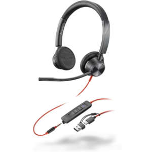 Poly Plantronics Blackwire 3325 Teams Certified USB-C Headset, On-Ear w/Noise-canceling mic, Connect to Mobile/Tablet via USB-C/A, Works with Teams, Zoom, and More, Black