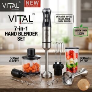 طقم خلاط يدوي 7 في 1 من ماركة Vital Professional بقوة 1200 واط