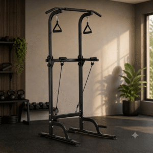 Comprehensive pull-up and parallel bar exercise station with resistance bands